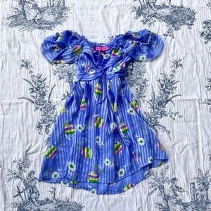 Betsey johnson off the shoulder sheer dress y2k vintage